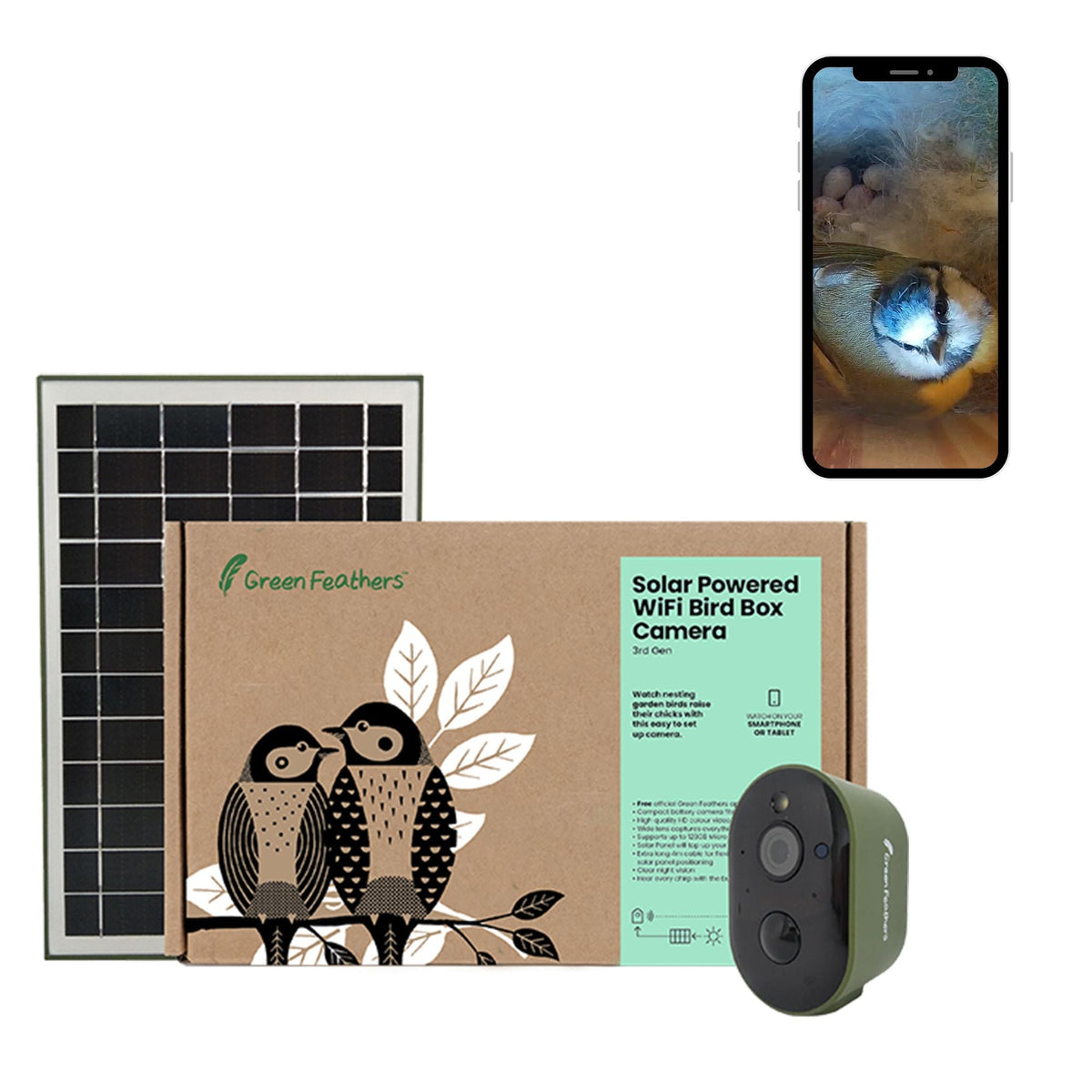 Solar Powered WiFi HD Camera for Bird Box & Wildlife Habitats - English Country Gardens