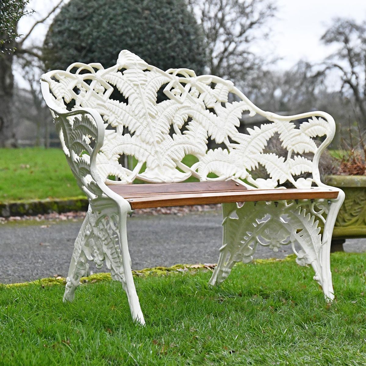 "Coalbrookdale" Cream Two Seater Garden Bench