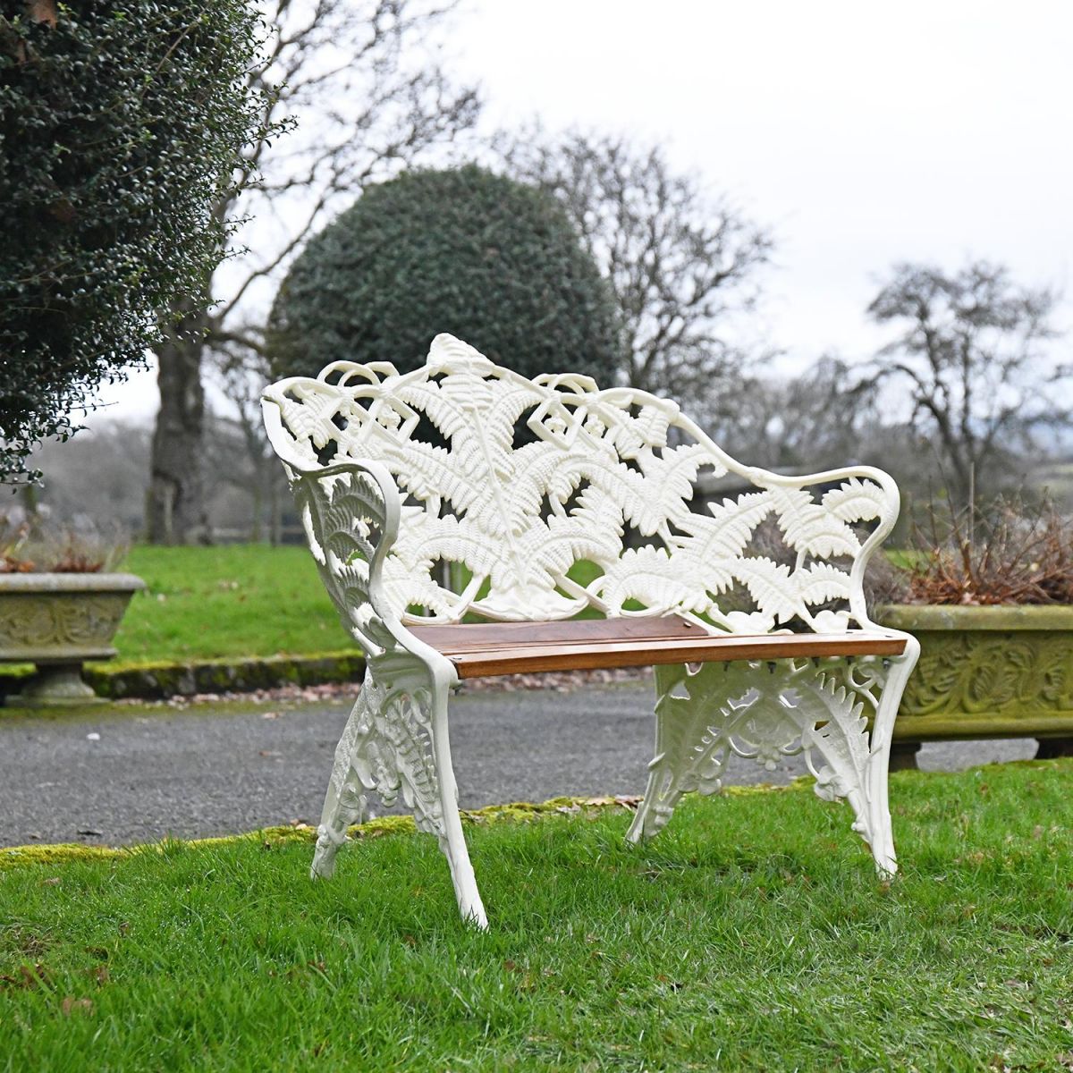"Coalbrookdale" Cream Two Seater Garden Bench