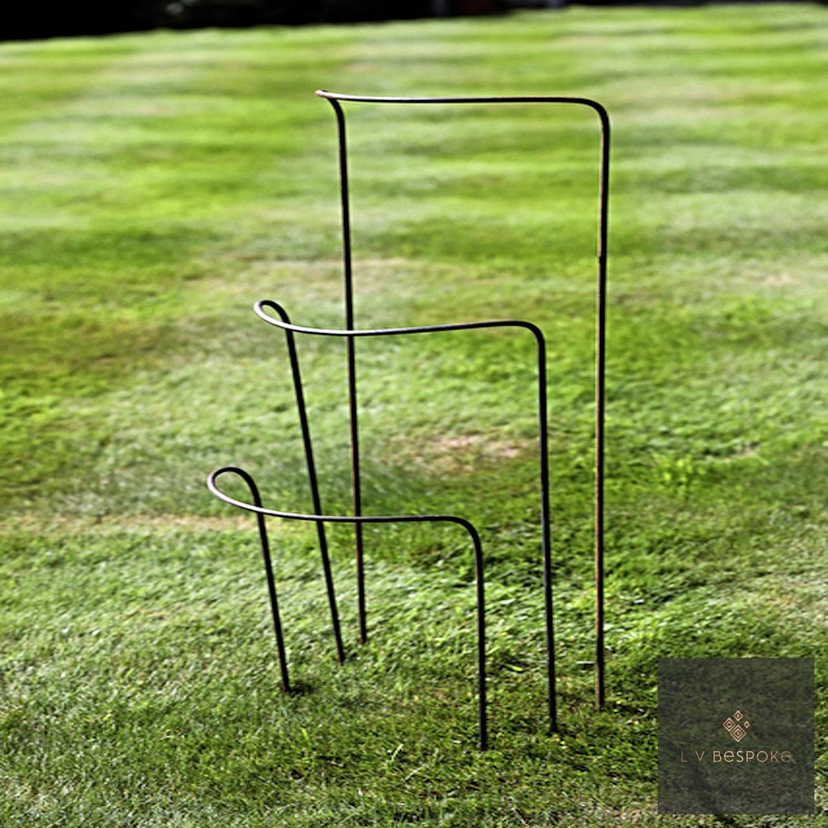 Set of 6 - 400mm wide metal plant supports, mixed heights. Durable and discrete. - English Country Gardens