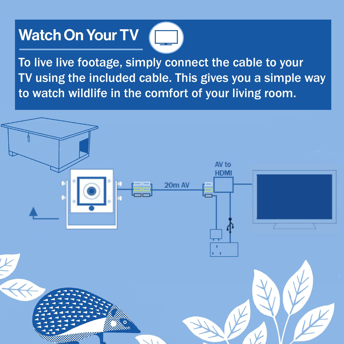 Cable Connection Hedgehog TV Camera Pack - English Country Gardens