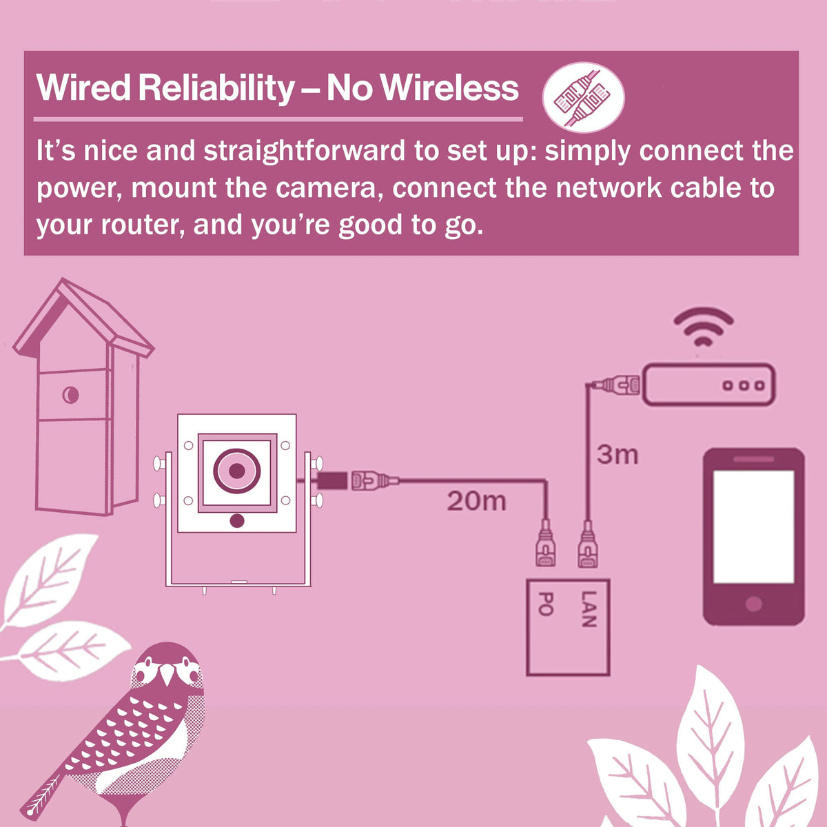 4MP Wired Bird Box & Wildlife Camera - English Country Gardens