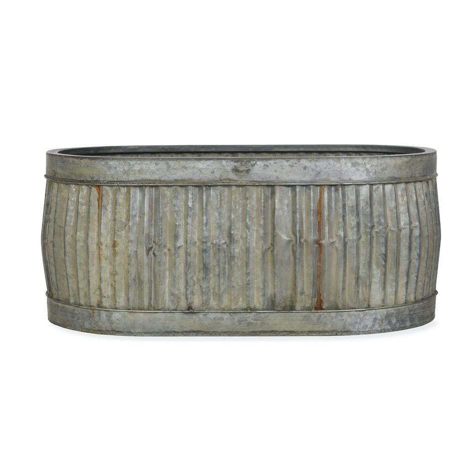 Set of 3 Ribbed Steel Traditional Oval Planters