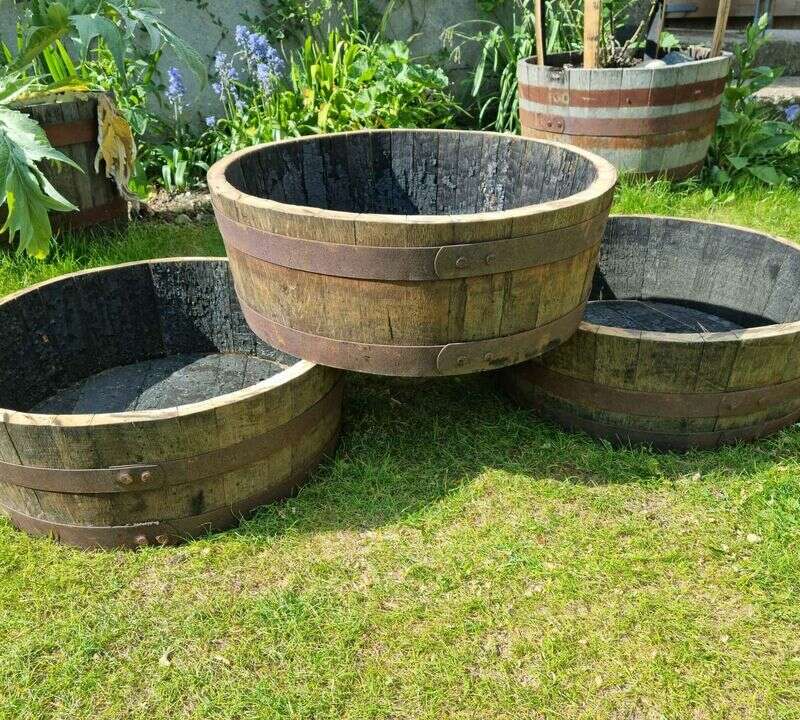 Quarter whisky barrel planter