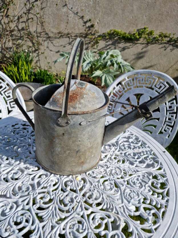 English country garden vintage watering can side