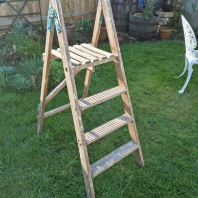 characterful vintage wooden step ladder back