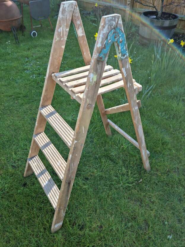 characterful vintage wooden step ladder