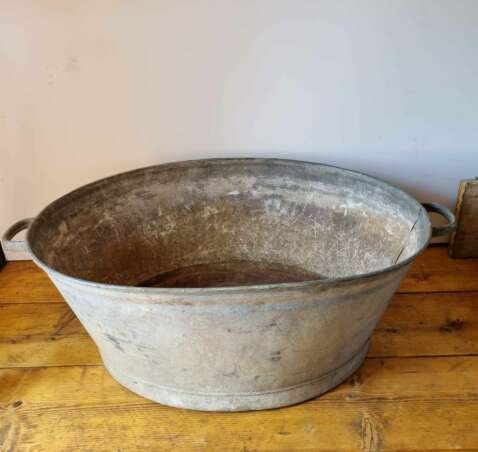 Large Vintage galvanised baby bath