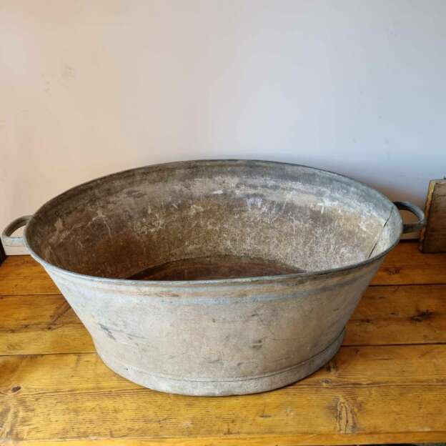 large vintage galvanised baby bath