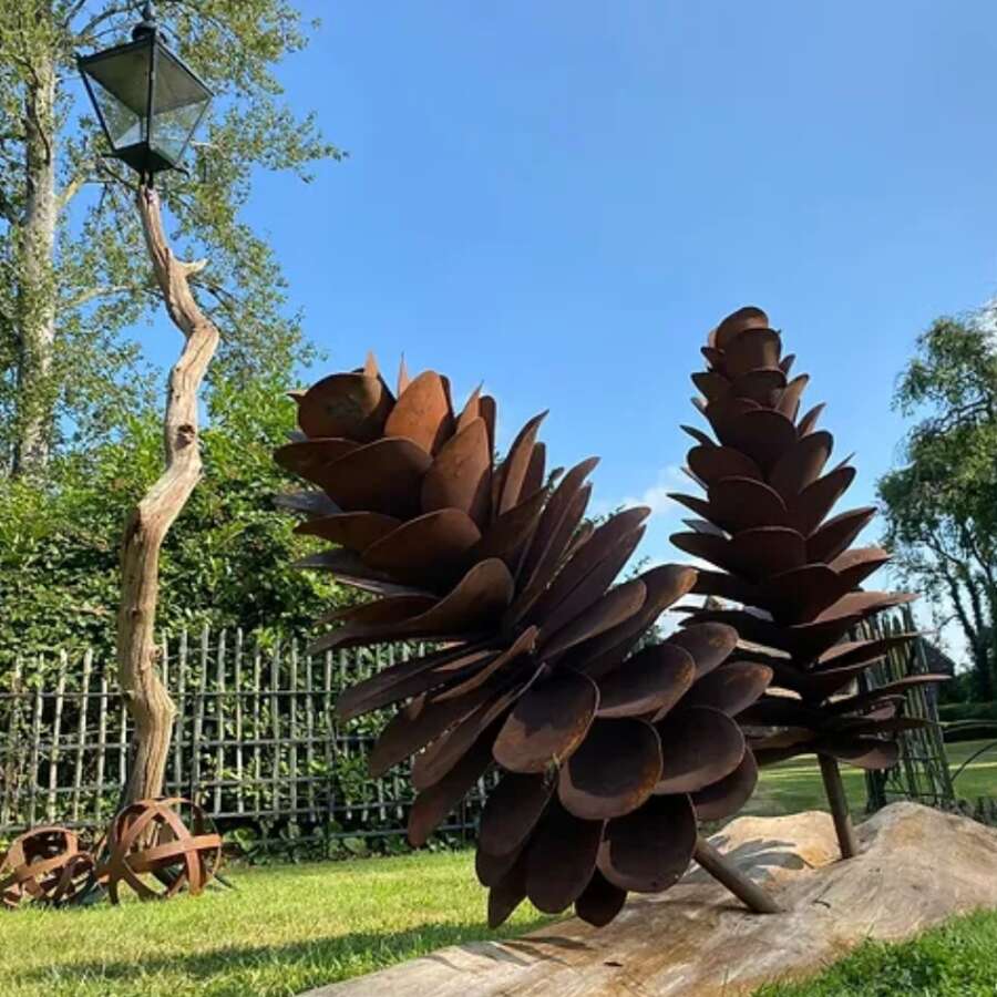 garden-pine-cone-sculptures